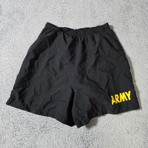 UNICOR Mens Small APFU PT Shorts Black Yellow ARMY Logo Physical Training Trunks